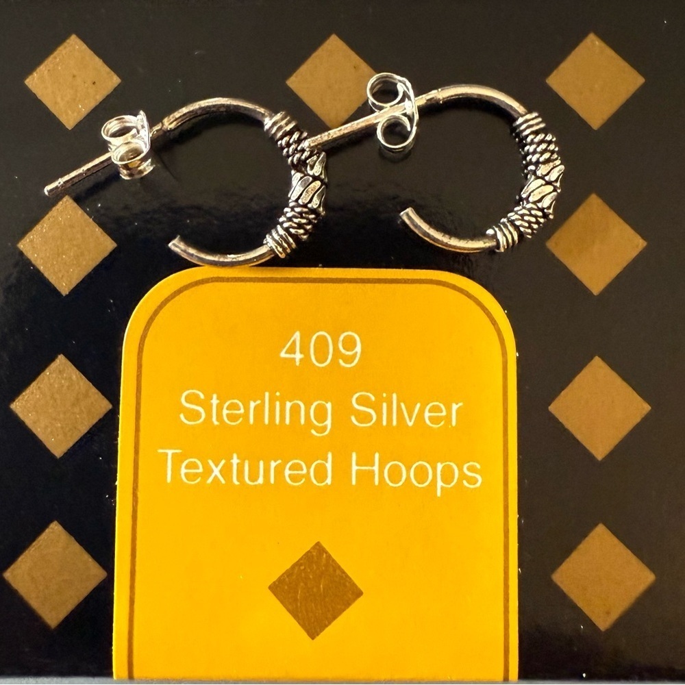 Sterling Silver Textured Hoop Earrings Lot of 5 Pair new with Box